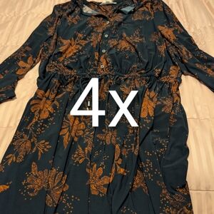 Torrid Black and Orange Floral Long Sleeve Dress